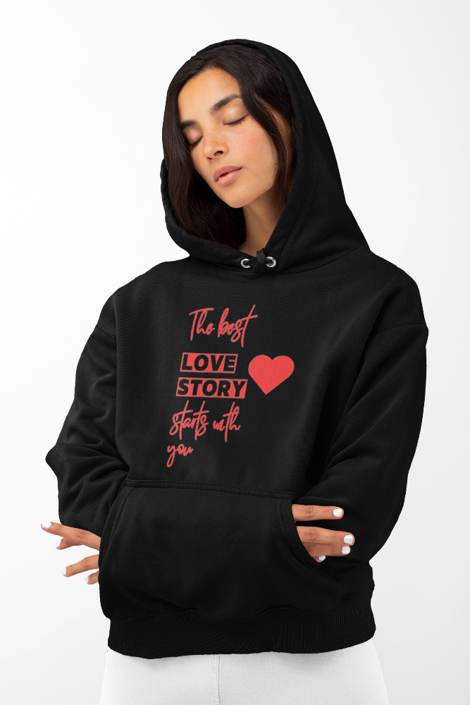 Motivational Valentine's Hoodie - Comfortable Cotton Blend for Positivity & Style