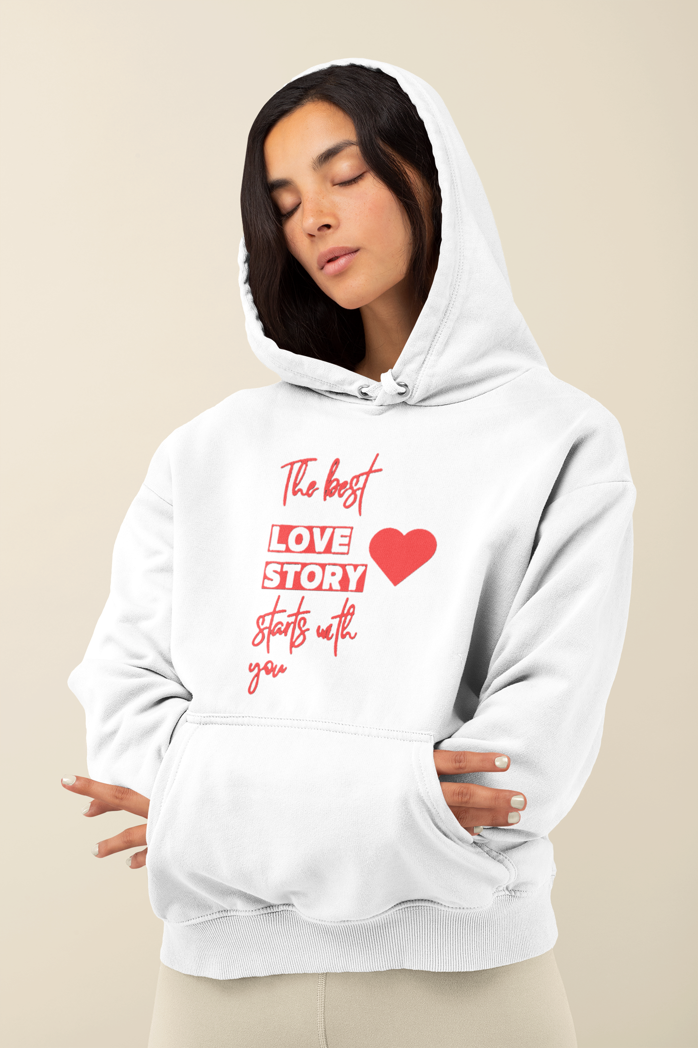 Motivational Valentine's Hoodie - Comfortable Cotton Blend for Positivity & Style